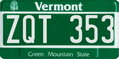 VT license plate ZQT353