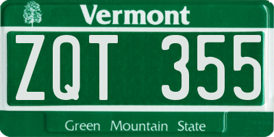 VT license plate ZQT355