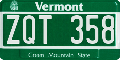VT license plate ZQT358