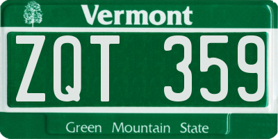 VT license plate ZQT359