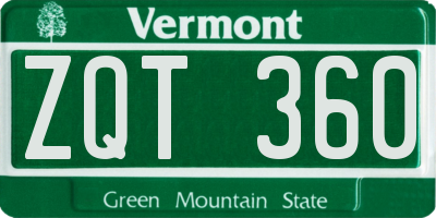 VT license plate ZQT360