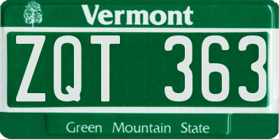 VT license plate ZQT363