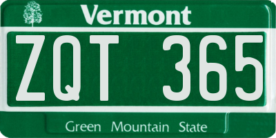 VT license plate ZQT365