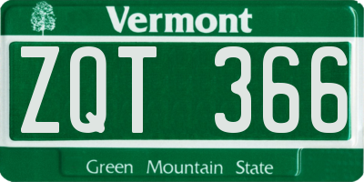 VT license plate ZQT366