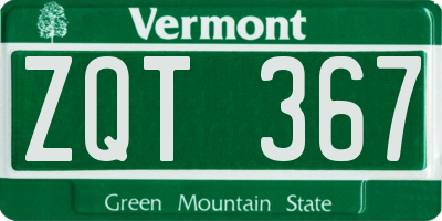 VT license plate ZQT367