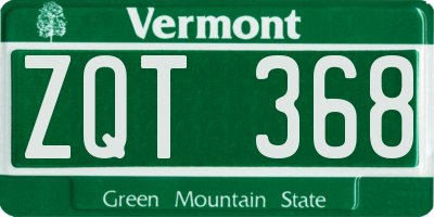 VT license plate ZQT368