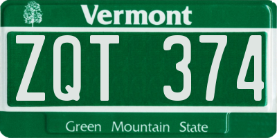 VT license plate ZQT374