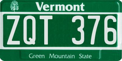 VT license plate ZQT376