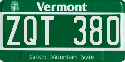 VT license plate ZQT380