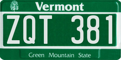 VT license plate ZQT381