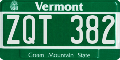 VT license plate ZQT382