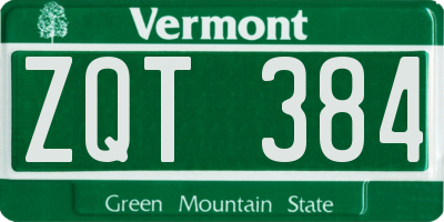 VT license plate ZQT384