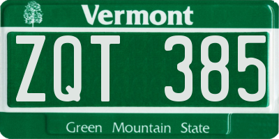 VT license plate ZQT385