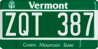 VT license plate ZQT387