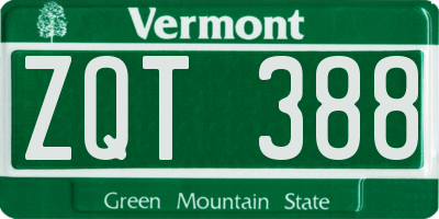 VT license plate ZQT388