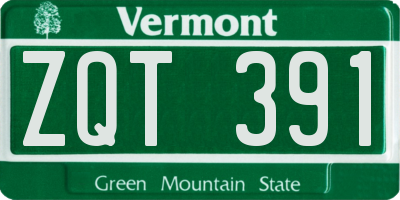 VT license plate ZQT391