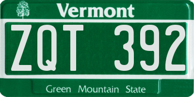 VT license plate ZQT392