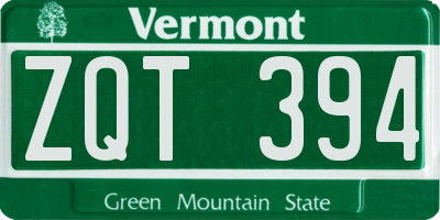 VT license plate ZQT394