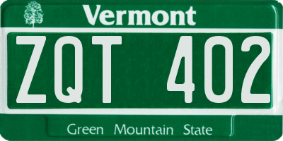 VT license plate ZQT402
