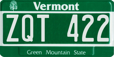 VT license plate ZQT422
