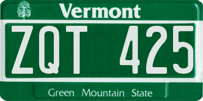 VT license plate ZQT425