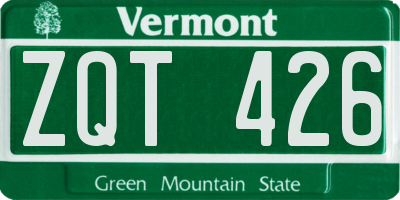 VT license plate ZQT426