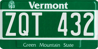 VT license plate ZQT432