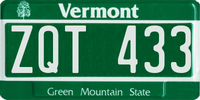 VT license plate ZQT433