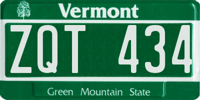 VT license plate ZQT434