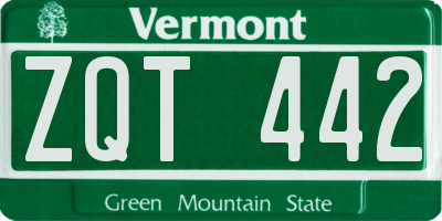 VT license plate ZQT442