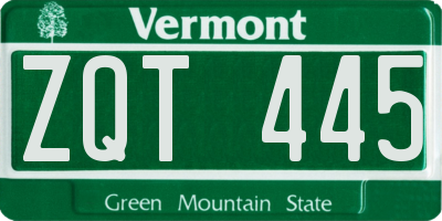 VT license plate ZQT445
