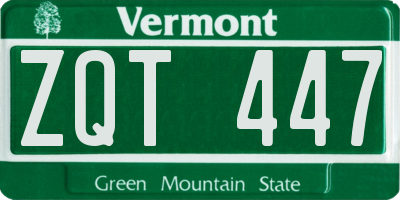 VT license plate ZQT447