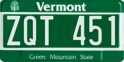 VT license plate ZQT451