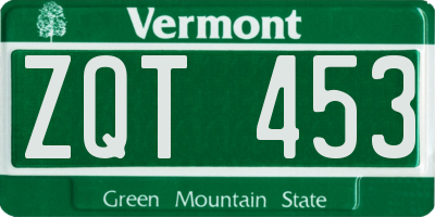 VT license plate ZQT453