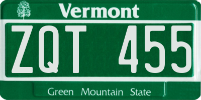 VT license plate ZQT455