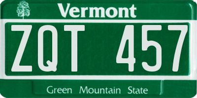 VT license plate ZQT457