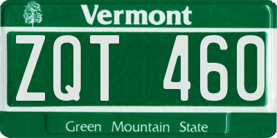 VT license plate ZQT460