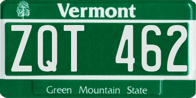 VT license plate ZQT462