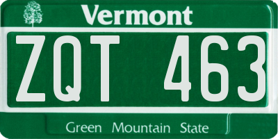 VT license plate ZQT463