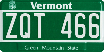 VT license plate ZQT466