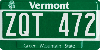 VT license plate ZQT472
