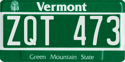 VT license plate ZQT473