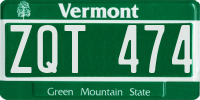 VT license plate ZQT474