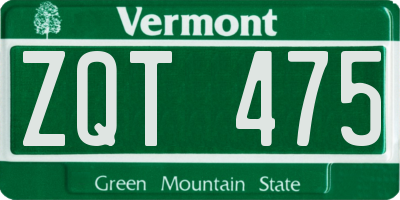 VT license plate ZQT475