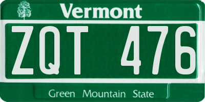 VT license plate ZQT476