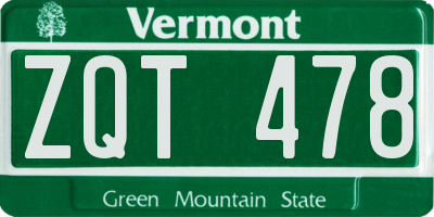VT license plate ZQT478