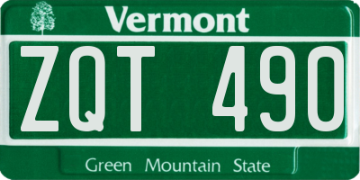 VT license plate ZQT490