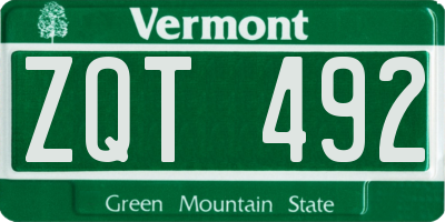 VT license plate ZQT492