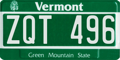 VT license plate ZQT496