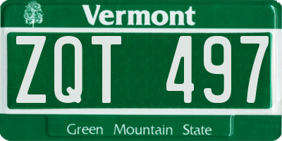 VT license plate ZQT497